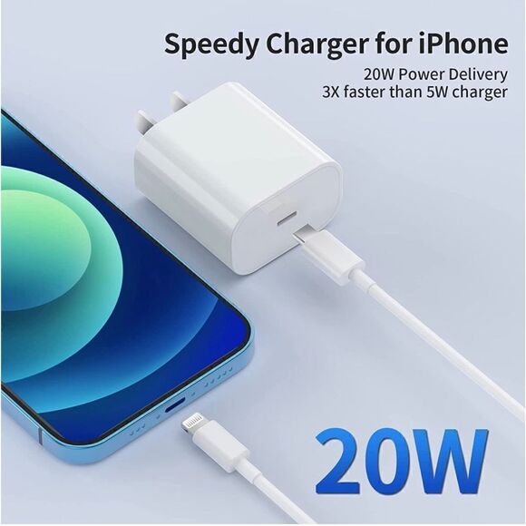 2-Pack 20W MFI Certified Fast Charger w/ 6.6Ft Cable for iphone 14 13 12 Pro Max - Picture 2 of 7